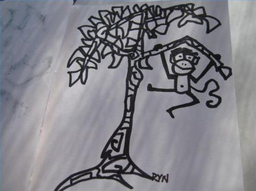 Come disegnare una scimmia su un albero